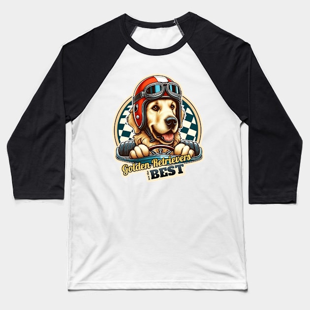 Golden Retriever car racer 2 Baseball T-Shirt by k9-tee